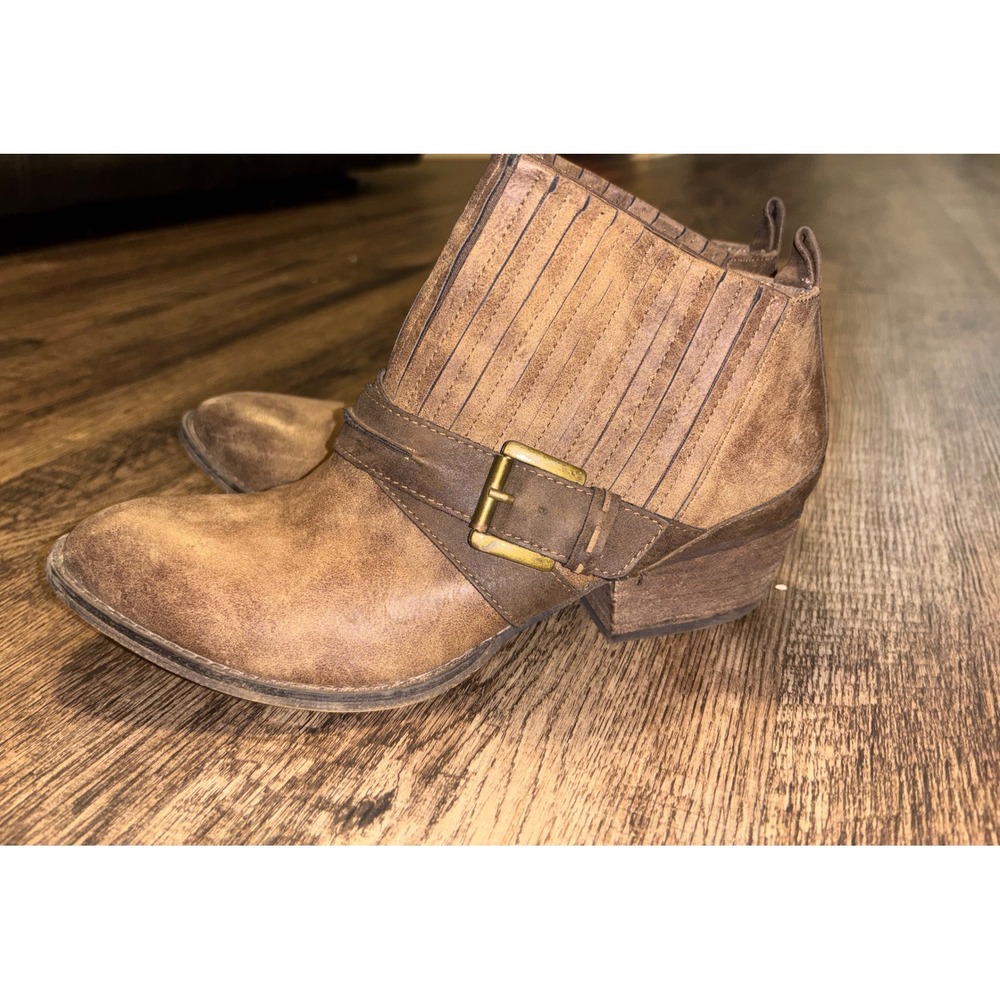 Altard State Brown Distressed Western Buckle Ankle Boots Size 8.5